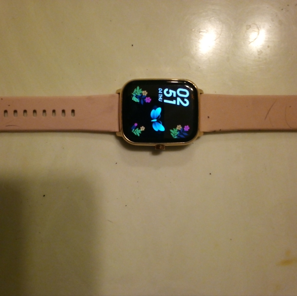 Apple Smartwatch Gold Case Pink Band Digital Interface